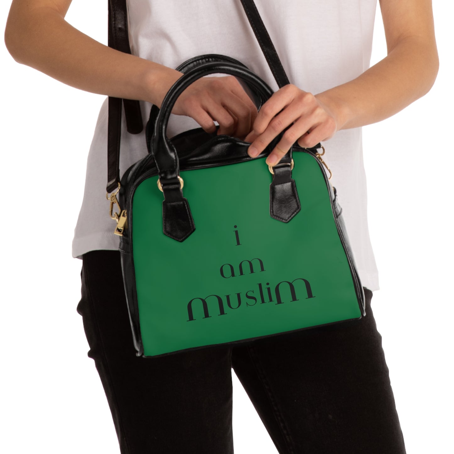 DARK GREEN I AM MUSLIM Shoulder Handbag