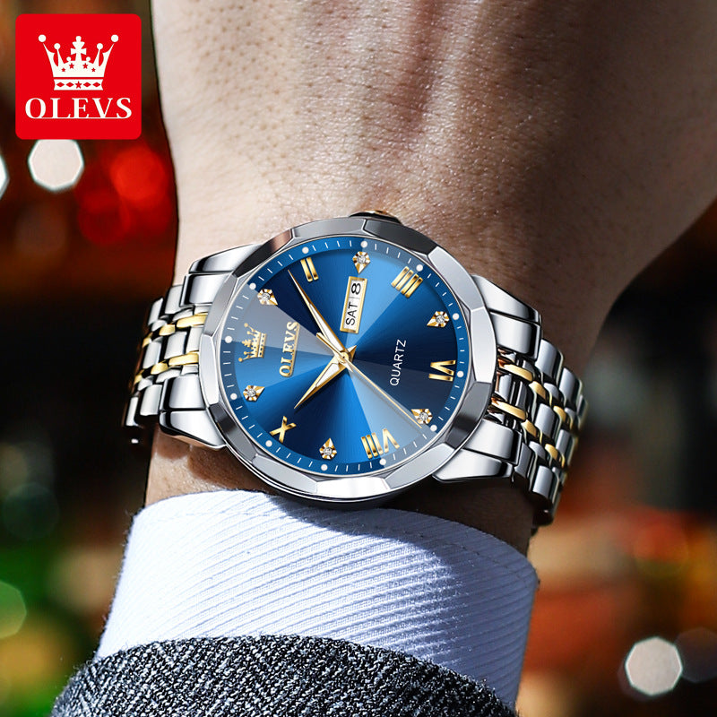 Oris brand watch manufacturers wholesale business fashion double calendar quartz watch waterproof men's watch men's watch