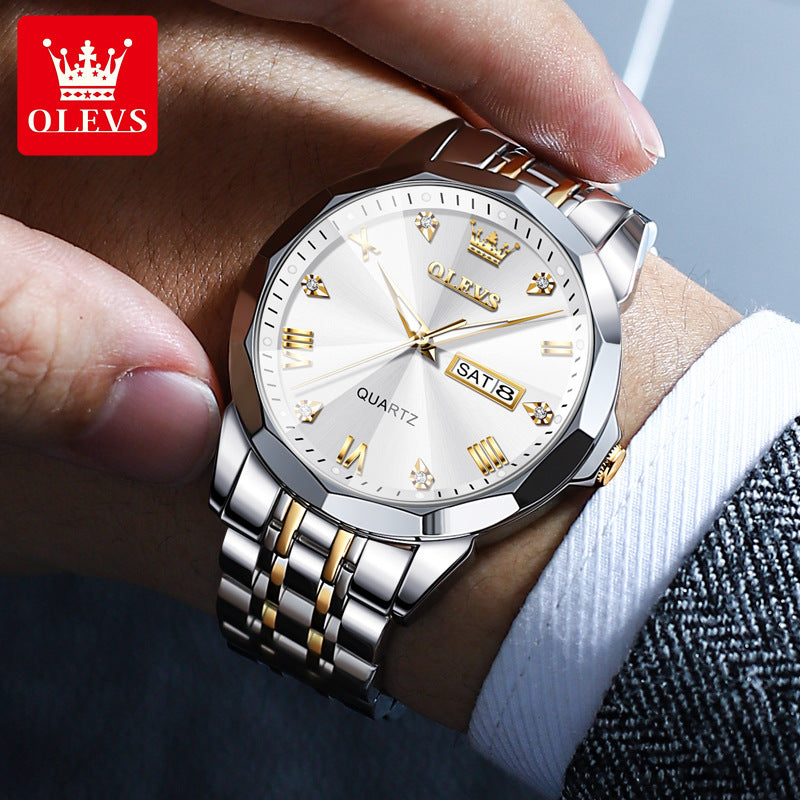 Oris brand watch manufacturers wholesale business fashion double calendar quartz watch waterproof men's watch men's watch